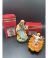 Hand painted ceramic Mother Mary And Baby Jesus In the original box 4&quot; - $23.32