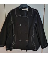 Womens Plus 2X Susan Bristol Black with White Trim Lightweight Coat Jacket - $39.40 CAD