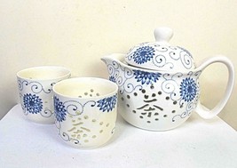 Teapot with Infuser and 6 Cups Oriental Blue and White - £43.89 GBP