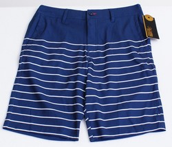 O&#39;Neill Hybrid Ventana Blue &amp; White Striped Stretch Shorts Boardshorts M... - $55.99