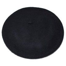 Women French Wool Beret Hats - Solid Color Classic Beanie Winter Cap(Black) - £15.65 GBP