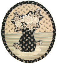 Flowers in Black Vase: Quilted Art Wall Hanging - $340.00