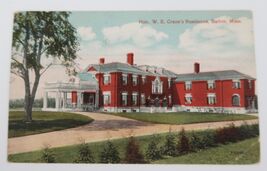 Vtg Postcard W.E. Crane Residence Dalton Mass. Stamped 1914 Superior Qua... - $9.99