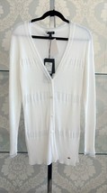 ESCADA White Sheer Ribbed Button Front Cardigan Style# 5005217 Sz M $725... - $296.90