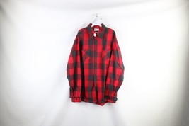 NOS Vtg 70s Streetwear Mens Large Tall Heavyweight Flannel Button Shirt Plaid - £70.04 GBP