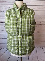 Lands End Vest Puffer Down Feather Green Plaid Quilted Small Packable Ny... - $39.12