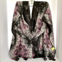 Feel The Love From Sandy Sid Geometric Pink Black White Wrap Shawl Scarf... - $24.95