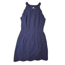 Lauren James Dress Womens Small Landry Seersucker Navy Blue Halter Party... - $48.88