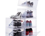 Drop Front Plastic Shoe Box With Clear Door,Set Of 6,Stackable,For Displ... - $65.99