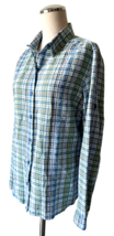 Woolrich Lt Blue Moon Plaid Button-Front Shirt Long Sleeve w/Roll Tab - Womens L - £13.41 GBP