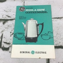 Peek-A-Brew CoffeeMaker General Electric Booklet Vintage 60’s Brochure - £9.34 GBP