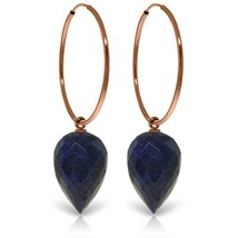 25.70 Carat 14K Rose Gold Hoop Earrings w/ Pointy Briolette Drop Dyed Sapphires - £294.34 GBP