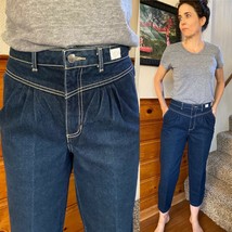 Vintage SASSON Jeans crop pleated high waist Sz 6 4 dark 28&quot; - $72.27
