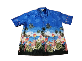 Pacific Legend Authentic Hawaiian Print Mens Short Sleeve Shirt XXL Parrot Theme - £15.68 GBP