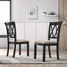 Roundhill Furniture Windvale Fabric Upholstered Dining Chair, Set Of 2, ... - $190.99