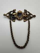 Vintage Gold Plate Ornate Heart Brooch - £15.66 GBP