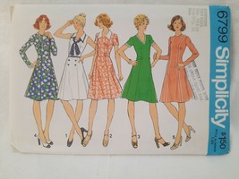 VTG Simplicity 70&#39;s Pattern 6799 Dress w/ Princess Seams 5 Styles Sizes 10-12 - £11.61 GBP