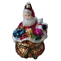 Huras Family Glass Blown Ornament - Santa in a bag Vintage Look! - $48.38