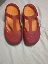 Crocs Carlie Mary Jane Pink Orange T-Strap Slingback Clogs Flat Shoes Wo... - $32.95