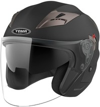YEMA YM-627 Motorcycle Open Face Helmet DOT Approved, Matte Black Medium - £89.82 GBP