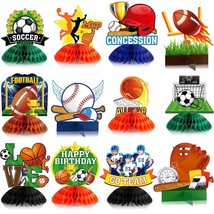 12 Pieces Sports Themed Birthday Party Supplies Sports Centerpieces For Kids 3D  - £19.17 GBP