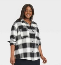 New Ava &amp; Viv Women&#39;s Plus 1X Size Long Sleeve Button-Down Flannel Tunic... - £14.93 GBP