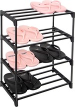 The Lnyzqus Upgrade 4-Tier Small Shoe Rack, Metal Stackable Kids Shoe Shelf - £28.76 GBP