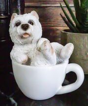 Realistic Mini Adorable West Highland White Terrier Dog Teacup Statue 3&quot;... - €17,13 EUR