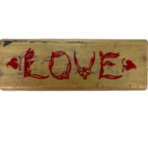 Love Word Valentine Flowers Inkadinkado Rubber Stamp 2213 Vintage 1993 - $3.97