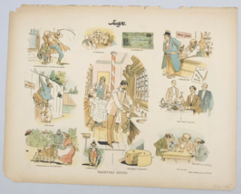 Antique 1895 Judge Magazine Yachting Notes Comic Satire Lithograph - £14.56 GBP