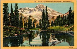 Mount Rainer And Reflection Lake Washington Postcard Unposted - £7.83 GBP