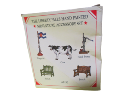 Vtg 1998 Liberty Falls Village 5 Pc Pewter Accessory Set Handpainted In Box - £9.49 GBP