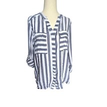 Ana A New Day Rayon Top Blouse Petite Large Hidden Buttons Stripes Beach... - £14.06 GBP