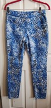 Boston Proper Blue &amp; White Jeans Sz S/M Paisley Flourish Pants Stretch J... - £15.76 GBP