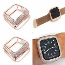 Bling Apple Watch Series 4/5/6 / Se Bezel Face Casezirconia Diamond Red Gold-... - £65.02 GBP