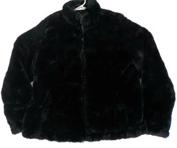 Nicole Miller Original Ladies Reversible Coat SZ M Black Faux Fur Ripped Pocket - £6.29 GBP