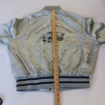 Vtg Aristo Jac By Hilton Chandler Ready Mix Men’s M Gray Satin Baseball Jacket image 7