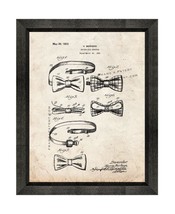 Reversible Necktie Patent Print Old Look with Beveled Wood Frame - £19.73 GBP+