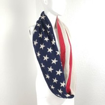 USA Flag Circle Scarf Stars and Stripes Fall Winter Knit Patriotic Neck ... - £9.52 GBP