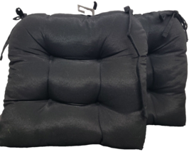 Set of 2 Thick Reversible Cushion Chair Pads w/ties (16&quot;x17&quot;) BLACK COLOR - $27.71