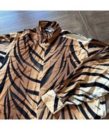 Vintage Yolanda Lorente Hand Painted 100% Silk Tiger Print Button Shirt ... - £66.59 GBP