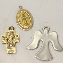 3 Christian Pendants Jewelry Ocean Art Pewter Angel St. Christopher Catholic - £7.83 GBP