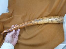 African Tribal Art Bull Horn Vintage Hand Carved Etched dot pattern 19-1/2" - $392.00