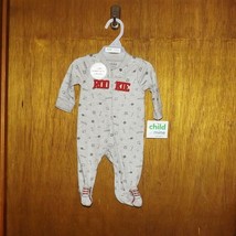 Carter&#39;s Child of Mine Gray Baseball Rookie 1 Pc Footed Play Suit - $9.67