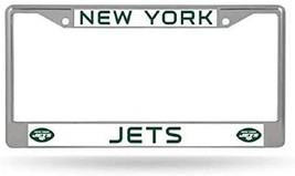 NFL New York Jets New Logo Chrome License Plate Frame Thin Green Letters by Rico - £11.94 GBP