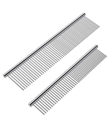 2 Pack Dog Combs with Rounded Ends Stainless Steel Teeth, Cat Comb for R... - £10.68 GBP