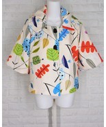 ISLE Leanza Jacket Blazer Cropped Beige Mod Abstract Print NWT Small - $148.49