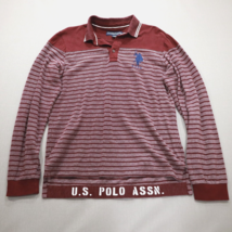 US Polo Assn. Long Sleeve Mens Shirt Medium Slim Maroon Striped Large Pony - £26.43 GBP