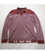 US Polo Assn. Long Sleeve Mens Shirt Medium Slim Maroon Striped Large Pony - £26.31 GBP