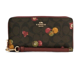 New Coach C7411 Long Zip Around Wallet with Ornament Print Brown / Black Multi - £83.44 GBP